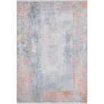 80x300 cm Cuttack Turuncu Çerçeveli Yün El Dokuma Modern Geometrik Etnik Eskitme Desenli Boho Oturma Odası Salon Yolluk Koridor Mutfak Halısı