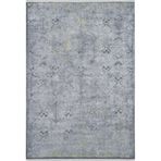 80x300 cm Jakobabad Gri Modern Yün El Dokuma Modern Geometrik Etnik Eskitme Desenli Boho Oturma Odası Salon Yolluk Koridor Mutfak Halısı