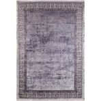 80x300 cm Korolyov Gri Çerçeveli Yün El Dokuma Modern Geometrik Etnik Eskitme Desenli Boho Oturma Odası Salon Yolluk Koridor Mutfak Halısı