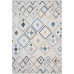 80x300 cm Merida Bej Madalyon Yün El Dokuma Modern Geometrik Etnik Eskitme Desenli Boho Oturma Odası Salon Yolluk Koridor Mutfak Halısı