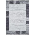80x300 cm Muradabad Gri Çerçeveli Yün El Dokuma Modern Geometrik Etnik Eskitme Desenli Boho Oturma Odası Salon Yolluk Koridor Mutfak Halısı