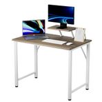 80x40x75cm bilgisayar masası Metal çerçeve ev ofis yazı masası monitör standı ile kahverengi ahşap çalışma ve oyun masası çalışma çalışma ve oyun için.