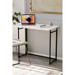 80X50 Katlanır Masa - Aç Kapat Masa - Yer Kaplamayan Çalışma Masası | Siyah Metal Ayak - 75x50 - Safir Meşe