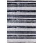 80x500 cm Oktyabrski Antrasit Çizgili Yün El Dokuma Modern Geometrik Etnik Eskitme Desenli Boho Oturma Odası Salon Yolluk Koridor Mutfak Halısı