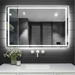 80X60Cm Beyaz Ledli Dekoratif Banyo Aynası Kumlamalı Duvar Aynası