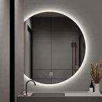 80x72cm LED Banyo Işıklı Ayna 3 Renkli Kısılabilir Yarı Dairesel Duvar Aynası, Hafıza Fonksiyonlu Çok Yönlü Asma Seçenekleri Modern Ev Dekorasyonu için Mükemmel.
