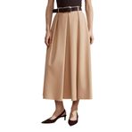 81074 Kemerli Pileli Midi Etek-Camel 40