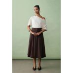 81075 Dilvin Kemerli Balon Midi Etek