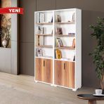 8201 Evm Kitaplık , 4 Kapaklı , 12 Bölmeli , 10 Raflı , Söğüt - Beyaz , Ofis , Çalışma Odası