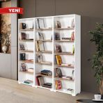 8321 Evm Kitaplık , Kapaksız , 18 Bölmeli , 15 Raflı , Beyaz - Söğüt , Ofis , Çalışma Odası , Salon