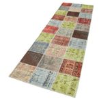 84x297 cm Kırk Yama Sarı Yama Pamuklu Yün El Dokuma Modern Geometrik Etnik Eskitme Desenli Boho Oturma Odası Salon Yolluk Koridor Mutfak Halısı