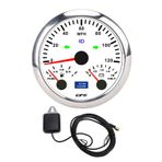 85mm 3-3/8in GPS Hızölçer, Voltmetre Yakıt Göstergesi Ile Rv Yat Kamyonu Için 120mph 7 Renk Arka lambası (Beyaz kadran gümüş çerçeve cx8308)