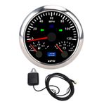 85mm 3-3/8in GPS Hızölçer, Voltmetre Yakıt Göstergesi Ile Rv Yat Kamyonu Için 120mph 7 Renk Arka lambası (Siyah kadran gümüş çerçevesi cx8307)