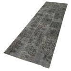 85x305 cm Kırk Yama Gri Yama Pamuklu Yün El Dokuma Modern Geometrik Etnik Eskitme Desenli Boho Oturma Odası Salon Yolluk Koridor Mutfak Halısı