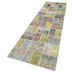 85x320 cm Kırk Yama Sarı Yama Pamuklu Yün El Dokuma Modern Geometrik Etnik Eskitme Desenli Boho Oturma Odası Salon Yolluk Koridor Mutfak Halısı