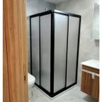 85X85 cm Kare Teknesiz Duşakabin Siyah Profil Plastik Camlı