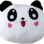 8683200803453 Panda Figürlü Kalp Yanaklı Sevimli Peluş Yastık Minnoş Yavru Panda Tasarımlı Dekoratif Yastık, Çok Renkli, Medium