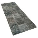 86x225 cm Kırk Yama Gri Yama Pamuklu Yün El Dokuma Modern Geometrik Etnik Eskitme Desenli Boho Oturma Odası Salon Yolluk Koridor Mutfak Halısı