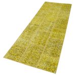 86x261 cm Kırk Yama Sarı Yama Pamuklu Yün El Dokuma Modern Geometrik Etnik Eskitme Desenli Boho Oturma Odası Salon Yolluk Koridor Mutfak Halısı