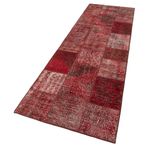 86x301 cm Kırk Yama Kırmızı Yama Pamuklu Yün El Dokuma Modern Geometrik Etnik Eskitme Desenli Boho Oturma Odası Salon Yolluk Koridor Mutfak Halısı