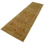 86x343 cm Tebriz Sarı Klasik Yün El Dokuma Modern Geometrik Etnik Eskitme Desenli Boho Oturma Odası Salon Yolluk Koridor Mutfak Halısı