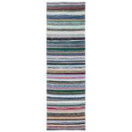 88x288 cm Girit Gri Çizgili Yün El Dokuma Modern Geometrik Etnik Eskitme Desenli Boho Oturma Odası Salon Yolluk Koridor Mutfak Halısı