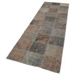 88x295 cm Kırk Yama Gri Yama Pamuklu Yün El Dokuma Modern Geometrik Etnik Eskitme Desenli Boho Oturma Odası Salon Yolluk Koridor Mutfak Halısı