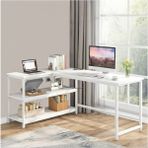 89040 140 cm L Masa Çalışma Masası Oyuncu Masası Kitaplıklı Masa Ofis Masası Yazı Masası Beyaz - 140cm