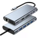 8In1 Type-C Çoklayıcı Hub Hdmi 4K Usb 3.0 Sd Tf Kart Rj45 Ethernet Dönüştürücü Adaptör (5528)