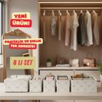 8'li Çekmece Dolap Içi Düzenleyici Kutu Raf Set Bebek Eşyası Çocuk Odası Banyo Organizer/fiyonk - Beyaz