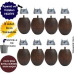 8'li Ceviz Renk Ahşap Koltuk Ayağı Tv Ünitesi Ayağı Baza Ayağı Uzunluk:8cm/çap:7cm 3301000000881