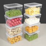 8'li Derin Mikrodalga Uyumlu Erzak Gıda Saklama Kabı - Şeffaf Kapak Düzenleyici Organizer Set 1100ML