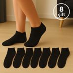 8'li Erkek Siyah Kısa Patik Bilek Çorap - 40 - 44