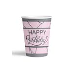 8'Li Karton Bardak Gümüş Yaldızlı Happy Pembe M341