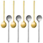 8'li Paket, Altın ve Gümüş Altın Kaplama Paslanmaz Çelik Espresso Kaşıkları, SourceTon Mini Çay Kaşığı Seti, Kahve Şekeri Tatlı Pasta Dondurma Çorbası Antipasto Cappuccino için, 15,3 cm