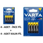8'li Pil Seti – 4 Adet Aa Kalın 4 Adet Aaa Ince Süper Heavy Duty Çinko Karbon