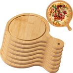 8'li set ahşap pizza tahtası, doğal bambu pizza kesme tahtası ve pizza küreği, saplı hafif servis tepsisi, servis ve peynir tabağı için çok yönlü ahşap tahta, A, 20,8 cm