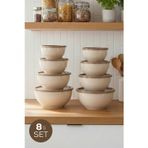 8'li Yuvarlak Kase Seti Bej | 1l, 1.5l, 2.3l, 3.3l | Kapaklı Çok Amaçlı Mutfak Saklama Kabı
