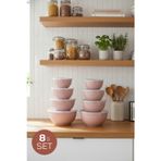 8'li Yuvarlak Kase Seti Pembe | 1l, 1.5l, 2.3l, 3.3l | Kapaklı Çok Amaçlı Mutfak Saklama Kabı