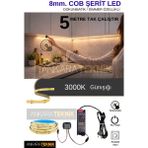 8mm Cob LED Şerit Set Dokunmatik Dimmerli Trafolu Tak-Çalıştır (5 Metre) - 3000K - Gün Işığı