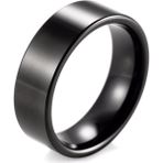 8mm Geniş Düz Model Parlak Çelik Alyans Erkek Kadın Unisex Yüzük cl28 - Siyah - 14