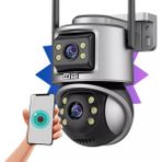 8mp Icsee 4K Açık Wif Çift Lens Hd Kamera 5x Zoom Hareket Algılama - Siyah