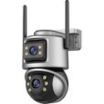 8mp Wifi Ptz Kameralar Dış Mekan 4K Çift Lens Çift Ekran Otomatik Takip Ip Kamera Video Gözetim - Siyah