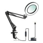 8x Büyüteçli LED 360 Derece Ayarlanabilir Masa Lambası 3 Renk Modlu Metal Esnek Kelepçeli
