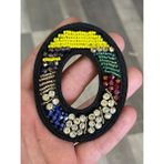8x6 cm Boncuk ve Taş Işleme O Harfi Aplike Arma Dikiş Hobi Aksesuarı