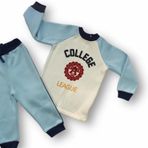 9-12 12-18 18-24 24-36 Ay College Baskılı 3 İplik Kumaş Uzun Kollu Sweatli 2li Erkek Bebek Takımı Ma