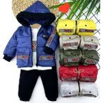 9-12-18-24 Ay Kapşonlu Fermuarlı Mont Pantolon Uzun Kollu Sweatli 3lü Kız Erkek Bebek Takımı - Sarı