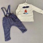 9-12-18 Ay Papyonlu Sweat Kot Pantolon 2li Erkek Bebek Salopet Takımı Lacivert - 9 Ay