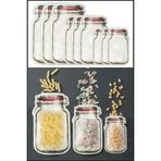 9 Adet 3 Boy Kavanoz Gorunumlu Kilitli Saklama Kabi / 150Ml - 500Ml - 620Ml