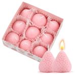 9 Adet Çilek Şekilli Kokulu Mum, Mini Soya Mumu Mum, Sevimli Meyve Aroma Mumu Dekoratif Mumlar Doğum Günü Partisi Banyo Yoga Spa Estetik Düğün Hediyesi Masası (Pembe)
